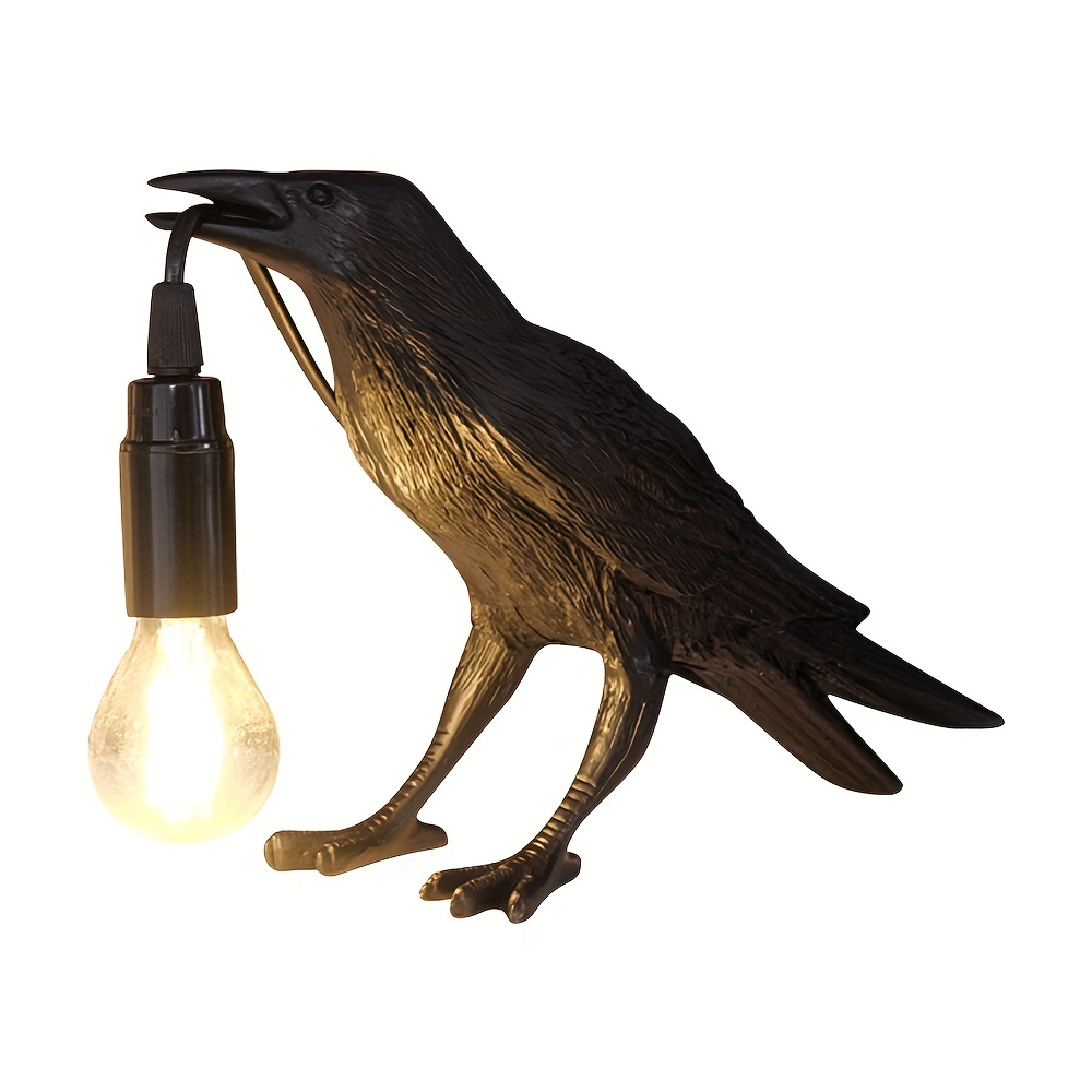 1pc The Gothic Crow Lamp Vintage Resin Bird Lamp In For Bedside Table