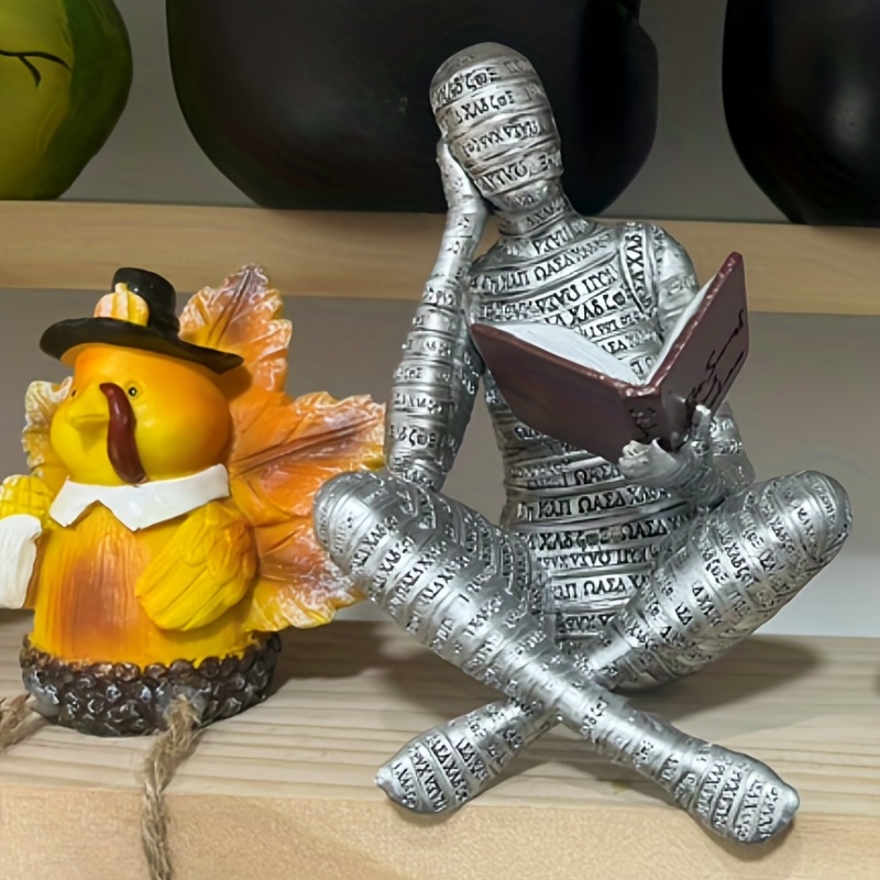 Silver Thinker Reading Statues for Home Decor, Pulp Women Figurine  Bookshelf Decor, Shelf Decorations for Living Room Office, Modern Abstract  Resin