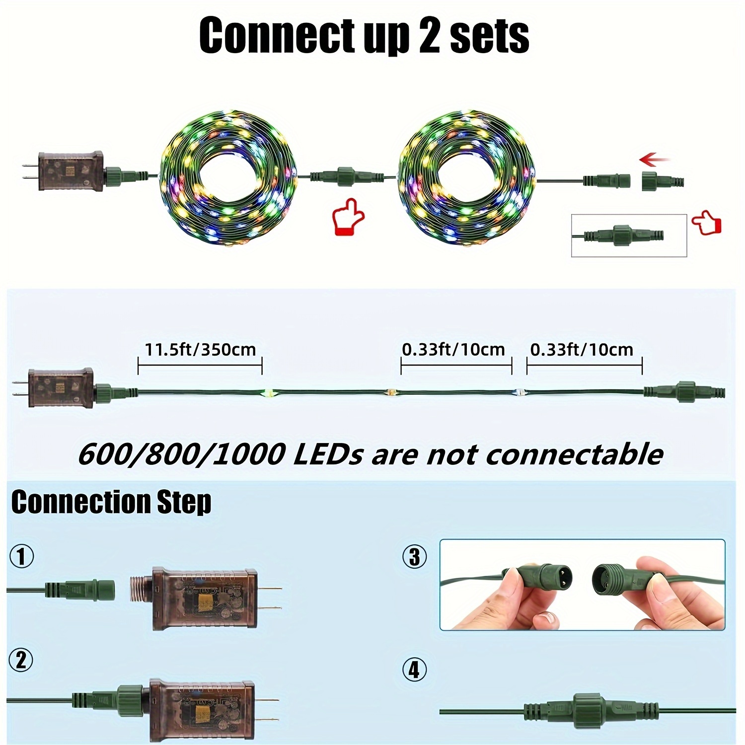 108ft 300LED Christmas Lights Connectable with 8 Modes & Timer Remote, –