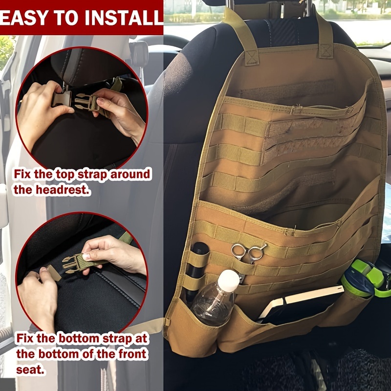 Car Seat Back Organizer for Tactical Molle Vehicle Panel for Universal Fit Car Seat Cover Protector - Click Image to Close