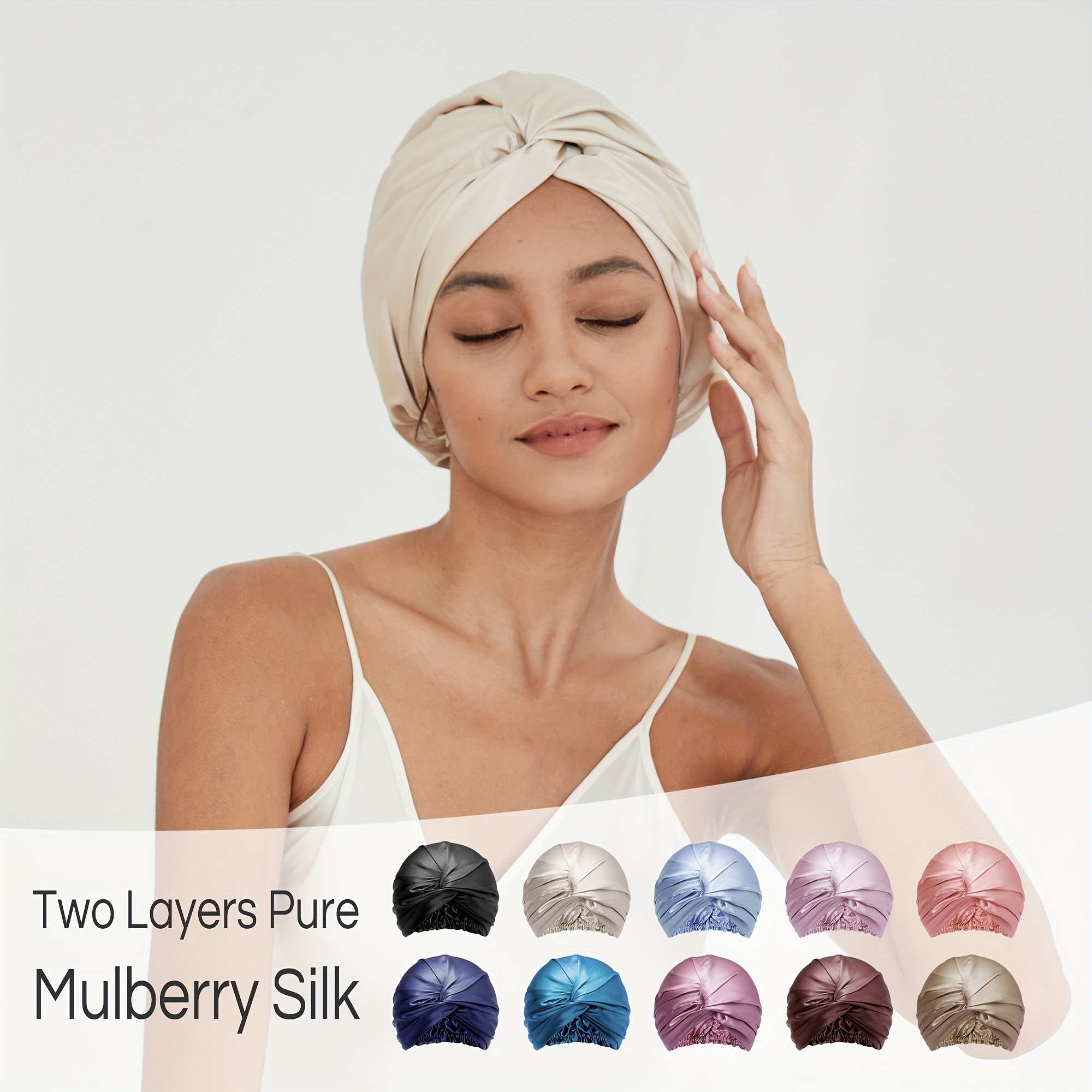 Pure Mulberry Silk Loose Bonnet Soft Pleated Lace Sleeping - Temu