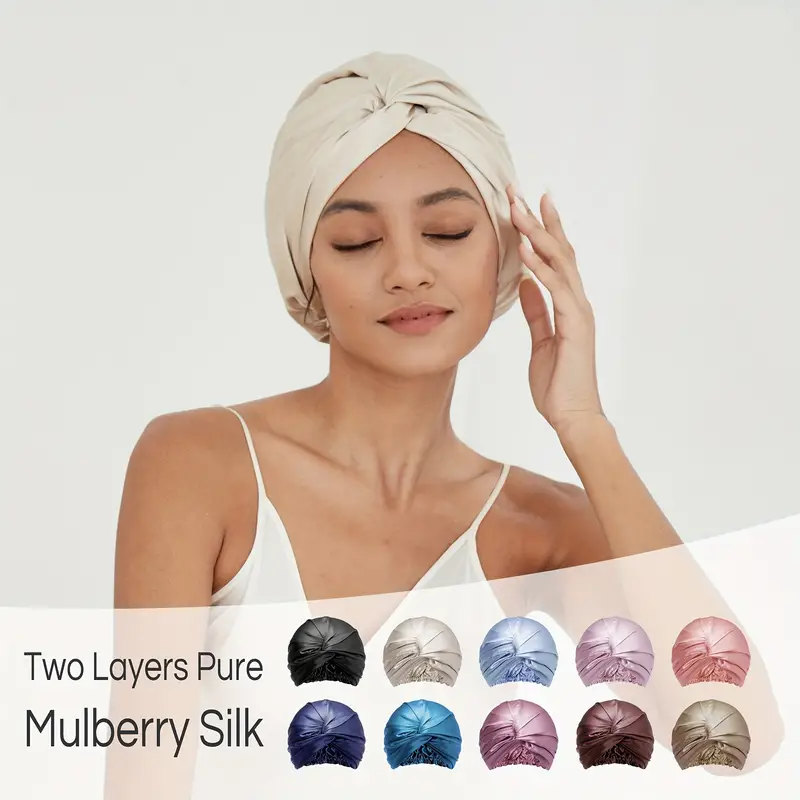 Mulberry Silk Night Cap Pure Silk Bonnet For Sleeping Women Men
