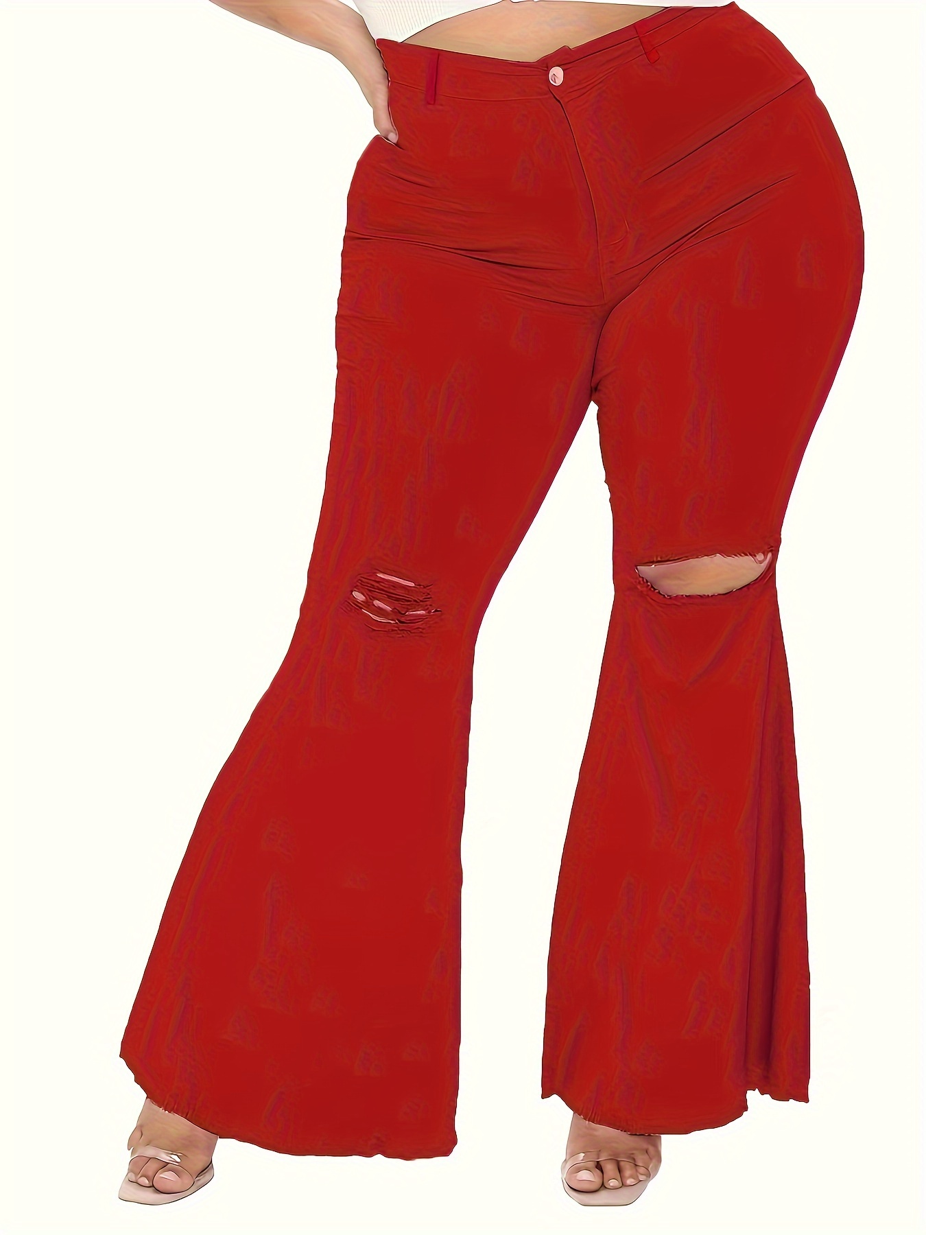 Red Hot Super Flare Bell Bottom Jeans, Stretch & Pockets! Sz 11/30 -  Ladybugs Boutique