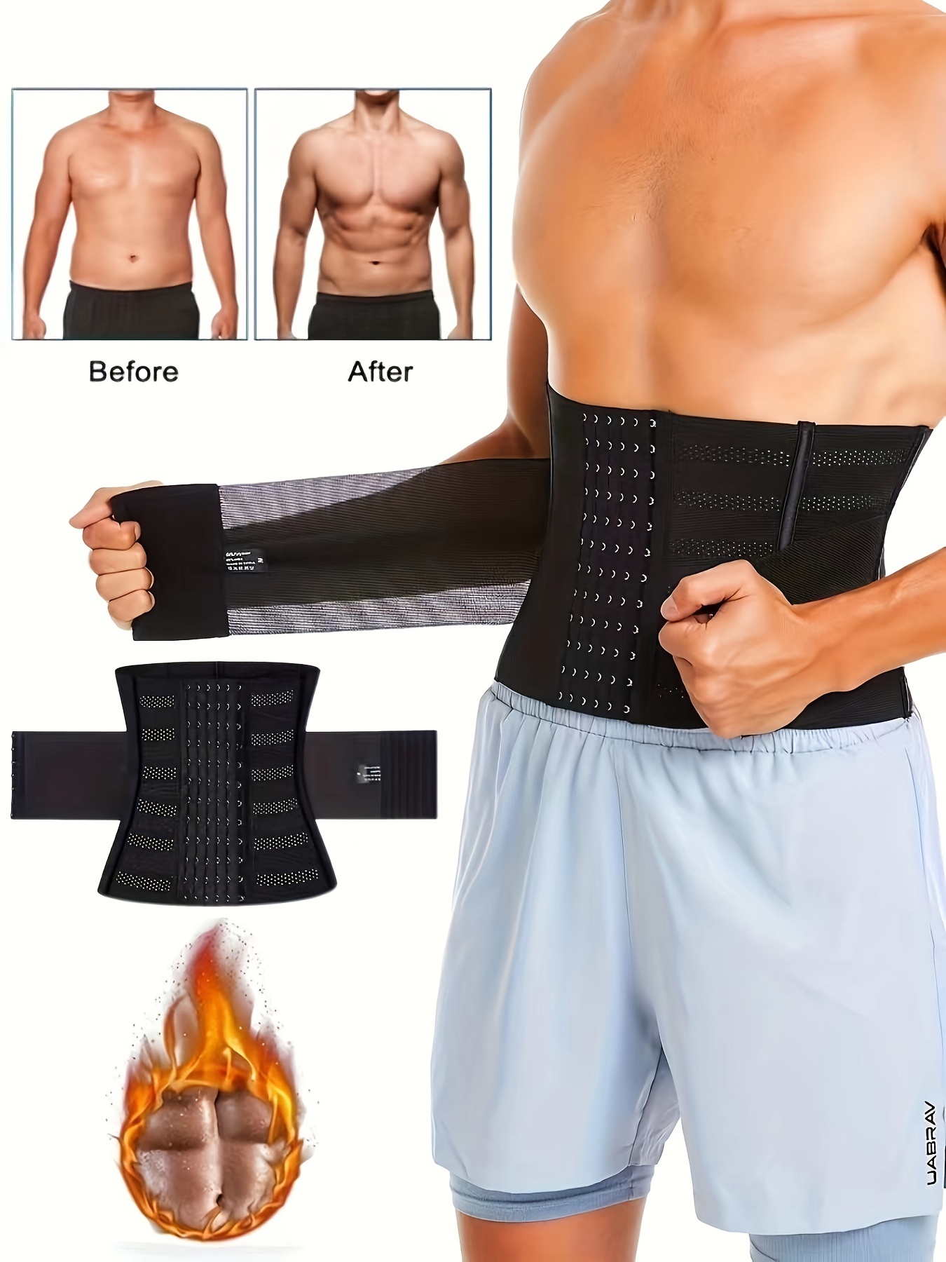 * Body Shaping Belly Belt, Solid Color Sports Waist Cinchers For Workout,  Men's Athletic Outfit