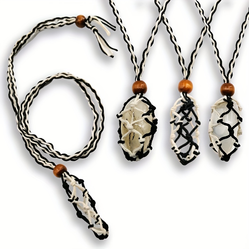 Cordón de collar hecho a mano para hacer joyas, soporte de collar de  cristal grande piedra vacía, jaulas de cristal de repuesto para collares,  cuerda