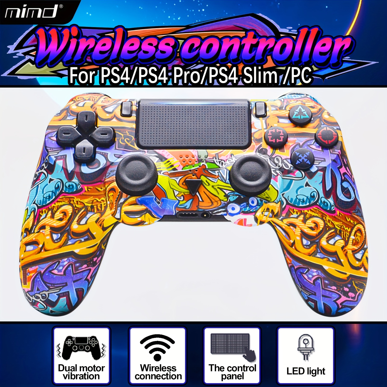 Artsic PS4 Controller, Wireless Pro Game Controller for PlayStation 4  Compatible with PS4/PS4 Slim, Enhanced Dual Vibration/Analog  Joystick/6-Axis