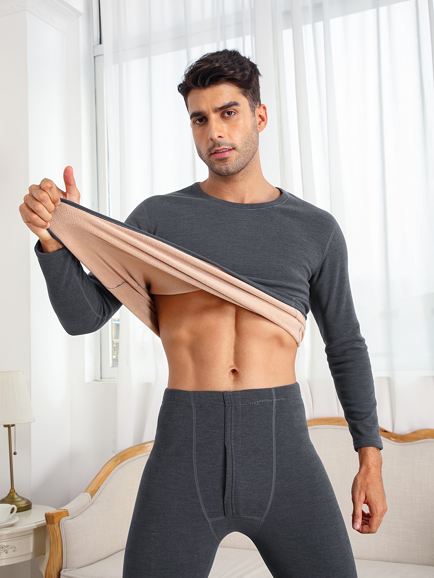 Stay Warm Stylish: Men's Velvet Underwear Set Winter Outdoor