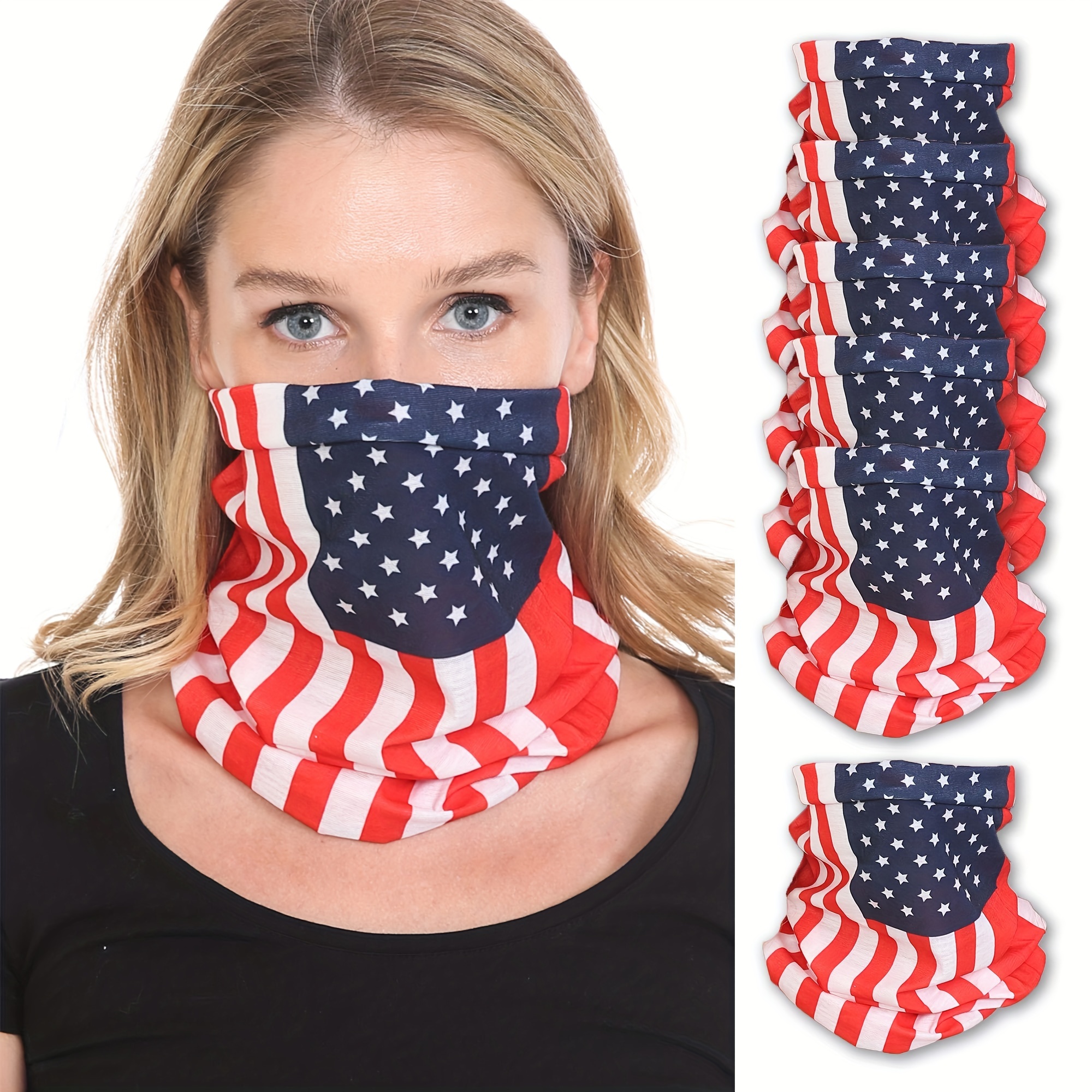 6pcs Set Flag Print Neck Gaiter Elastic Balaclava
