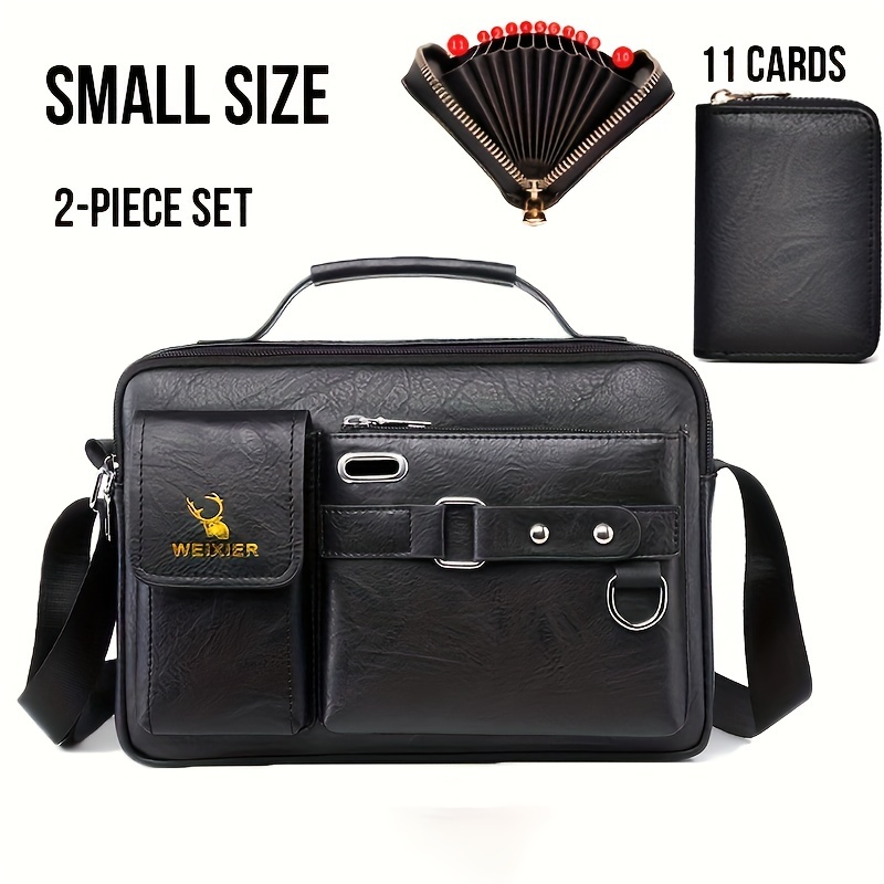 Small Black Men's Crossbody Bags Pu Leather Messenger Bags For Man