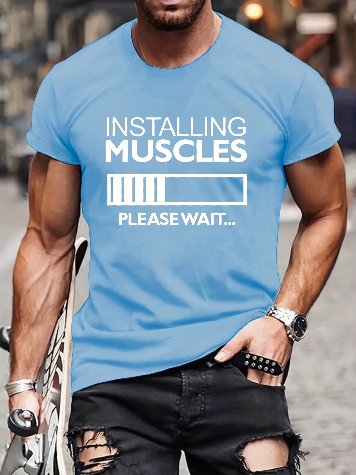 Installing Muscles Please Wait Funny Sport Gym T-Shirt For Women –