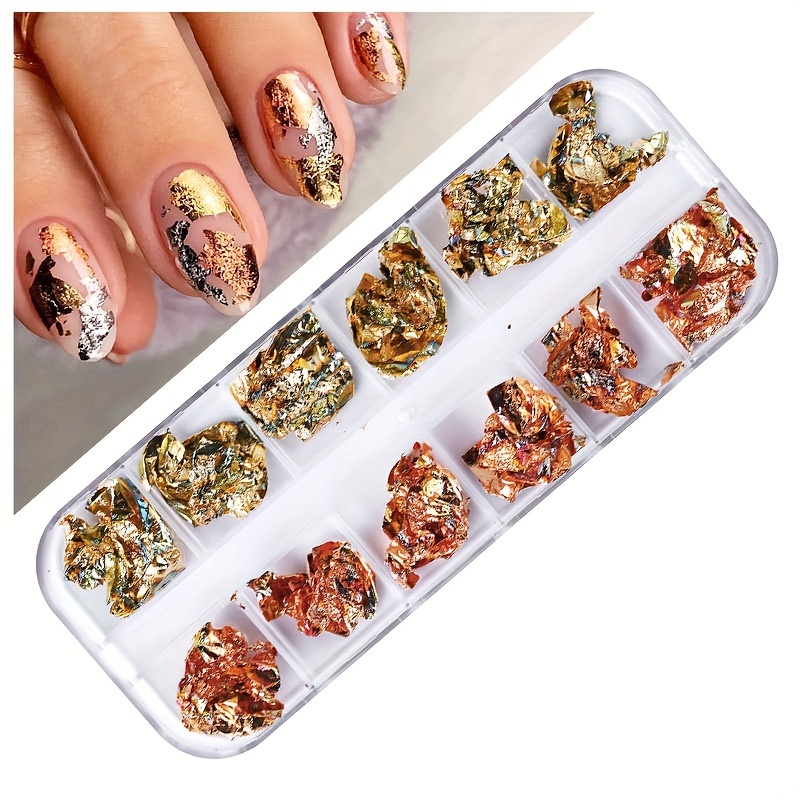 Golden & Silver Foil Nail Decoration - Temu