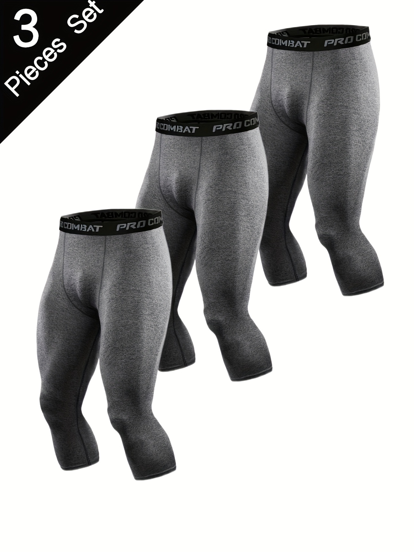 Men's Compression Capri Pants Breathable Base Layer Leggings