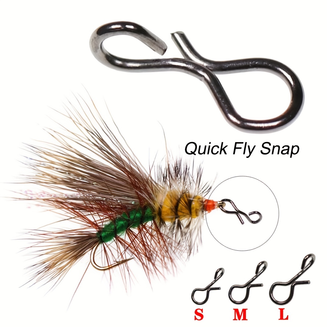 No-Knot Fast Snaps Fly Fishing Snap No Knot Snaps Quick Change Connect snap  for Flies Hook & Lures Black Color Pack of 100