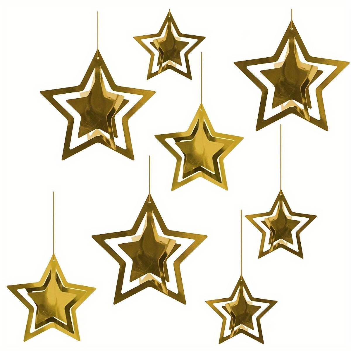 

11pcs/pack, 3d Star Hanging Decorations, Golden Five-pointed Star Valentine's Day Decorations, Disposable Party Supplies, Suitable For Valentine's Day, Wedding, Birthday Party Decorations