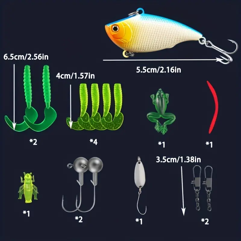 1 Set Fishing Lures Kit For Freshwater, Artificial Hard/soft Bait