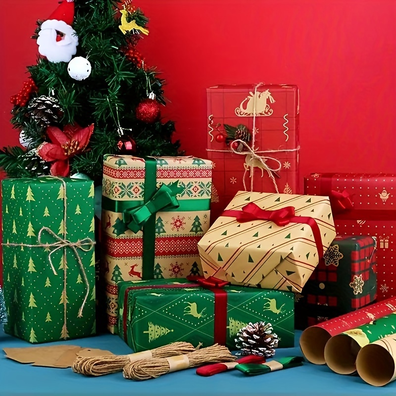 Vintage Christmas Kraft Paper Christmas Gift Diy Wrapping - Temu