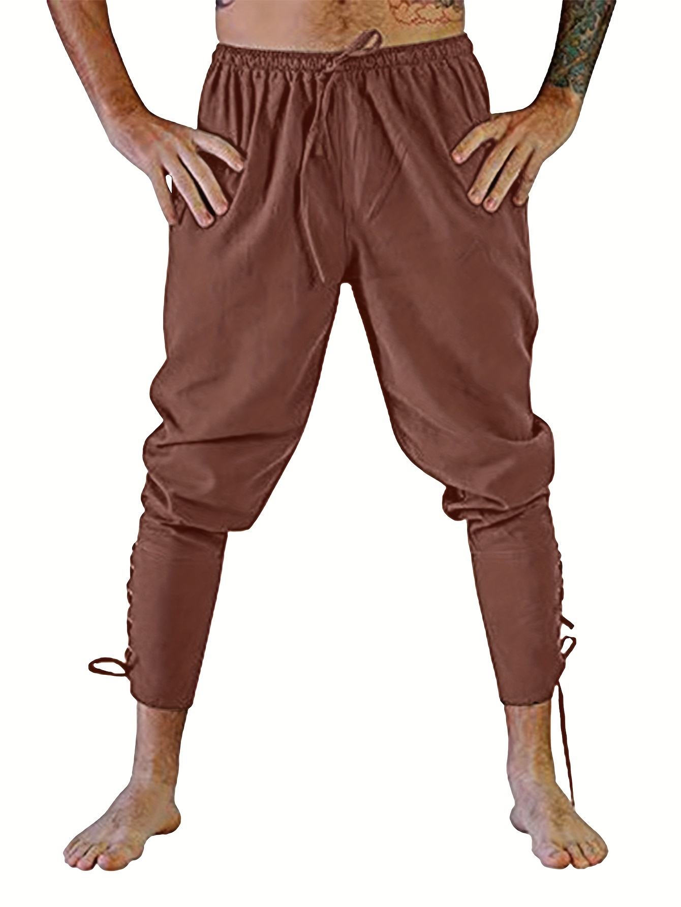 Men's Ankle Banded Pants Medieval Trousers Renaissance Pants Party Cosplay  Costume S-3XL