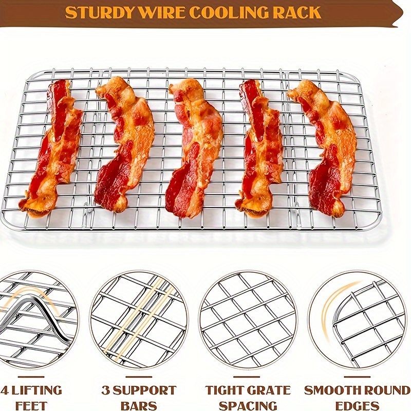 Stainless Steel Baking Sheet And Drain Tray, Barbecue Grilling Tray With  Cooling Rack, Oil Drain And Vegetable Preparation Tray, Small Baking Tray  With Rack Set, Rust Proof, Deformation Resistant, Easy To Clean