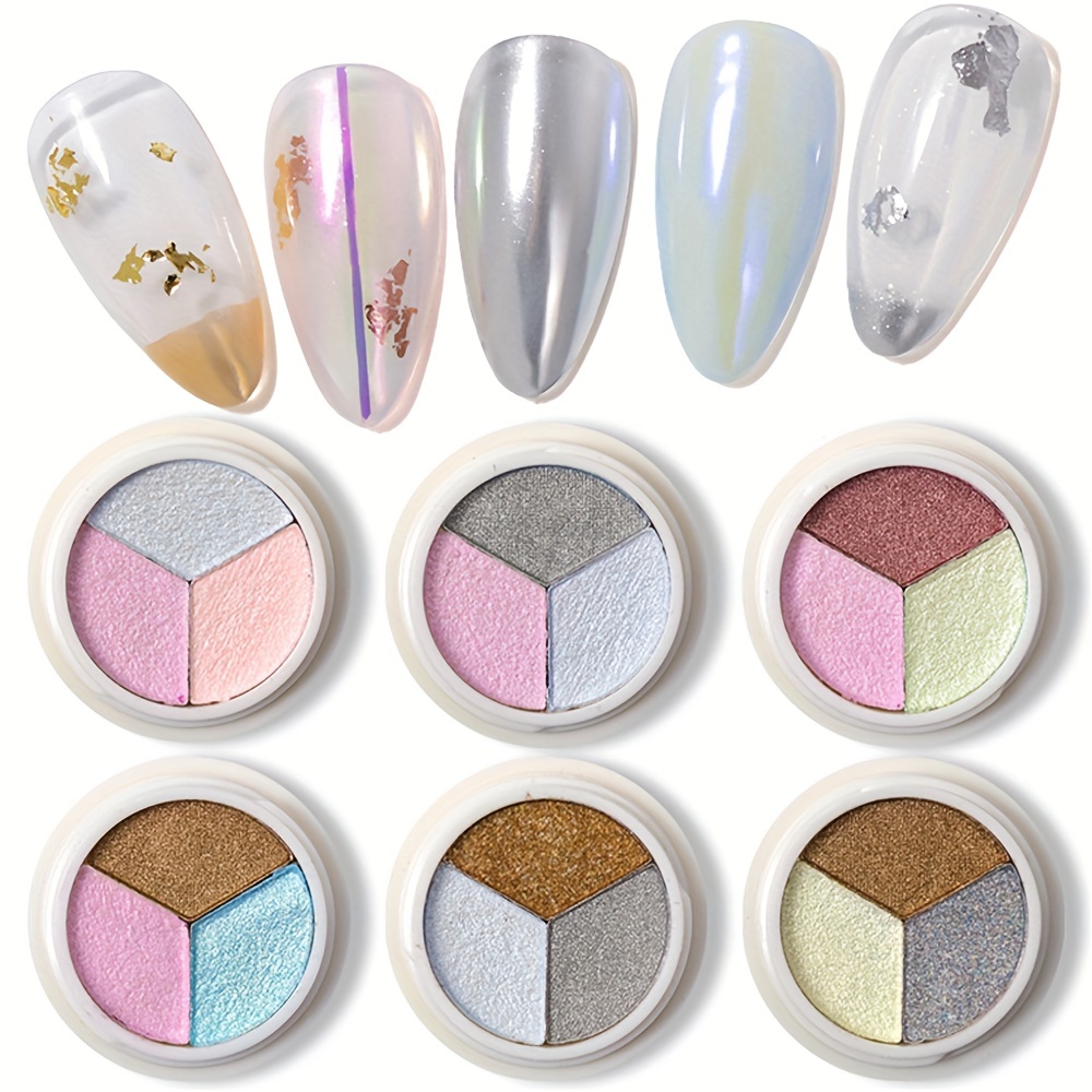 Chrome Nail Powder Mermaid Chrome Nail Powder,Neon Iridescent Pearl Mermaid  Chrome Nail Powder, Magic Holographic Dust,DIY Glitter Rainbow Nail