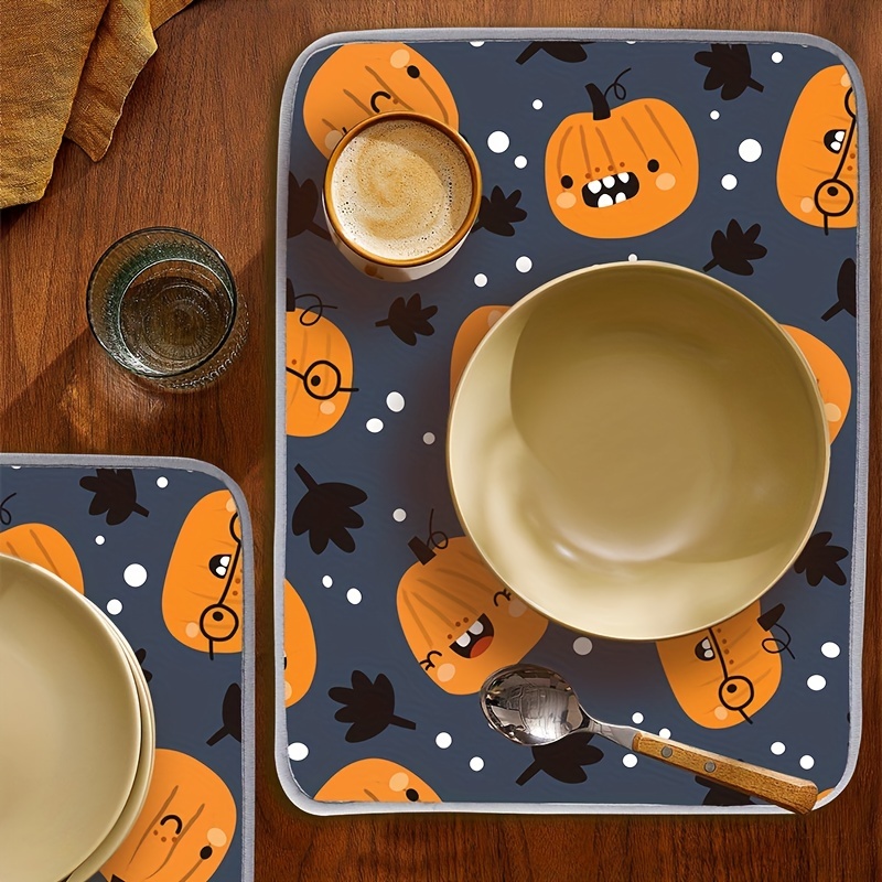 1pc Polyester Drying Mat Halloween Pumpkin Pattern Kitchen Dish Drying Mat  Thickened Microfiber Heat Resistant Table Pad Room Decor Halloween Decor  Kitchen Supplies - Home & Kitchen - Temu