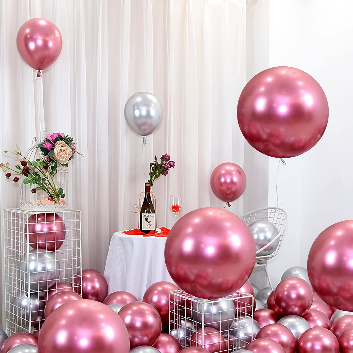 Ballon latex chrome - Rose 45 cm - Happy Family