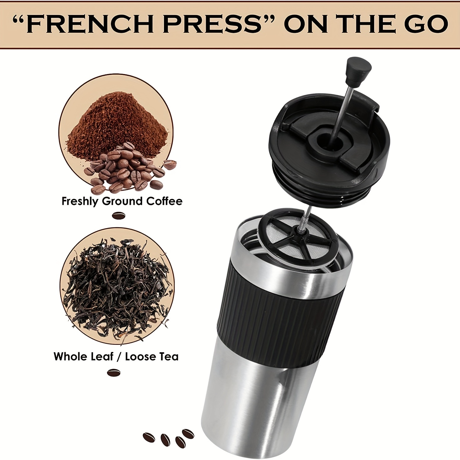 Prensa de café pequeña con filtro de acero inoxidable, prensa