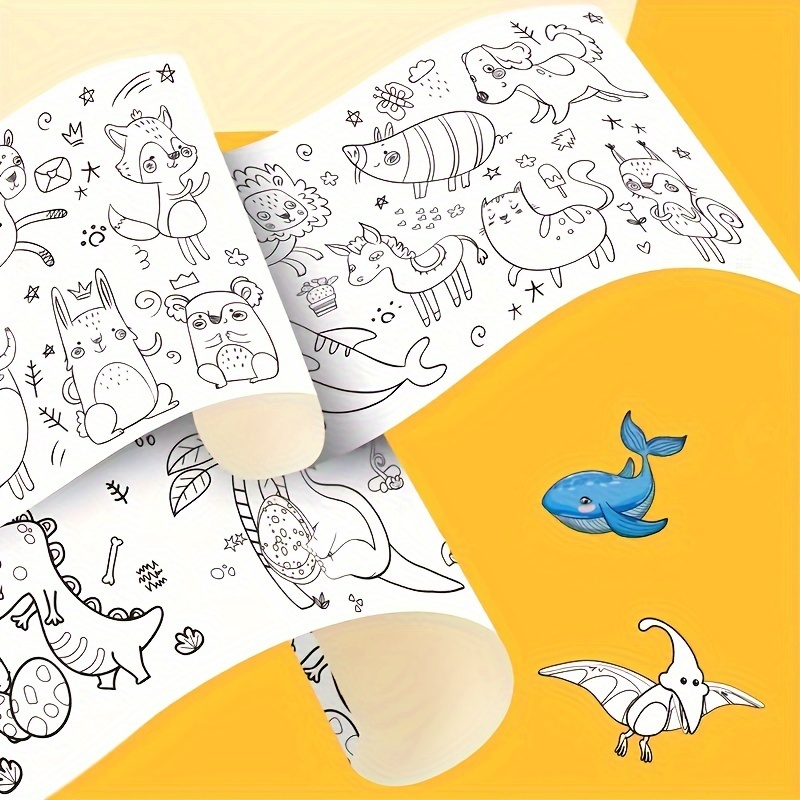 2 rollos de dibujo para niños, rollo de papel para colorear para niños, 118  x 11.8 pulgadas, rollos de papel de dibujo para pintura para niños