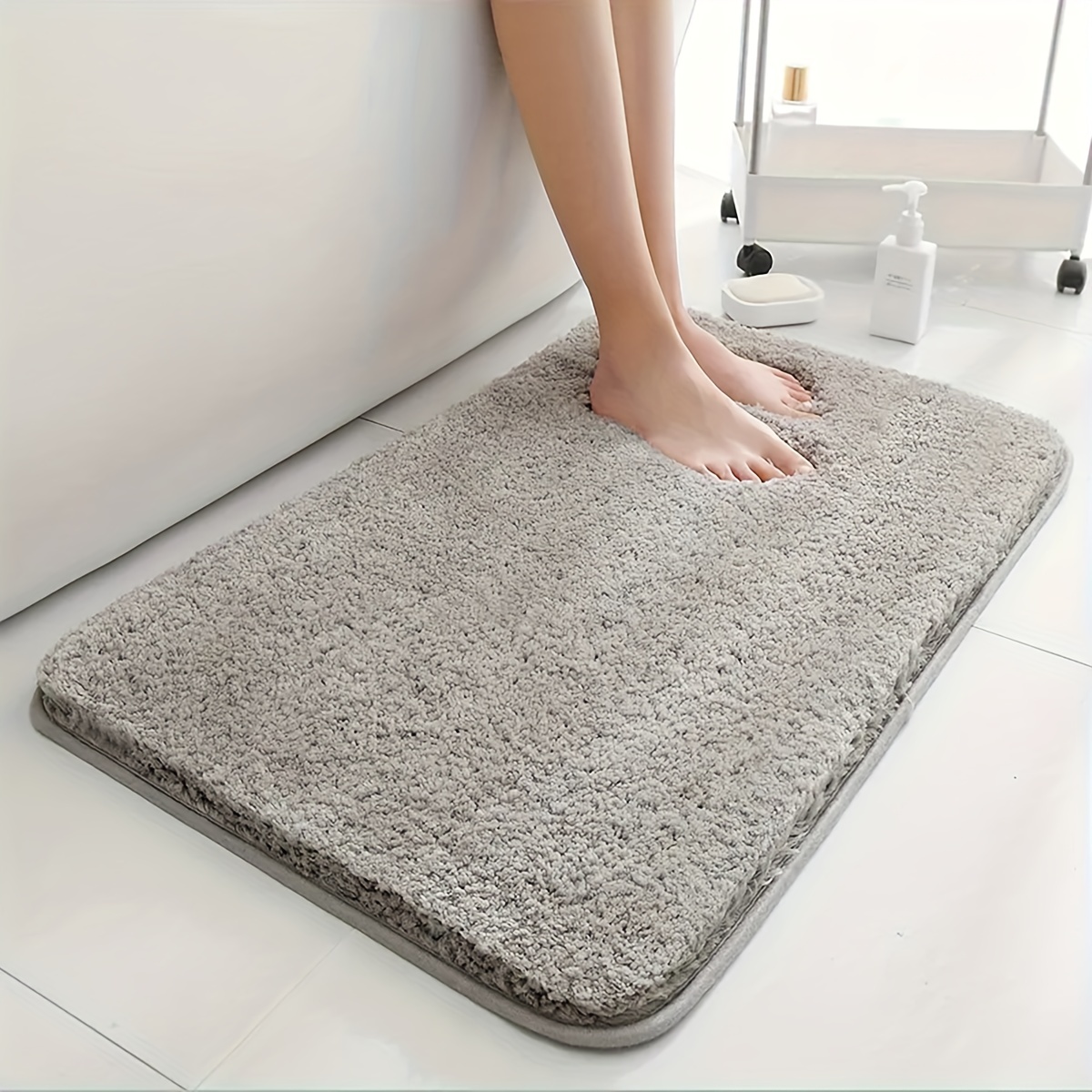 

1pc Ultra-absorbent Non-slip Bathroom Mat, Thickened Durable Machine Washable Bath Rug, Decorative Polyester Fiber Door Mat