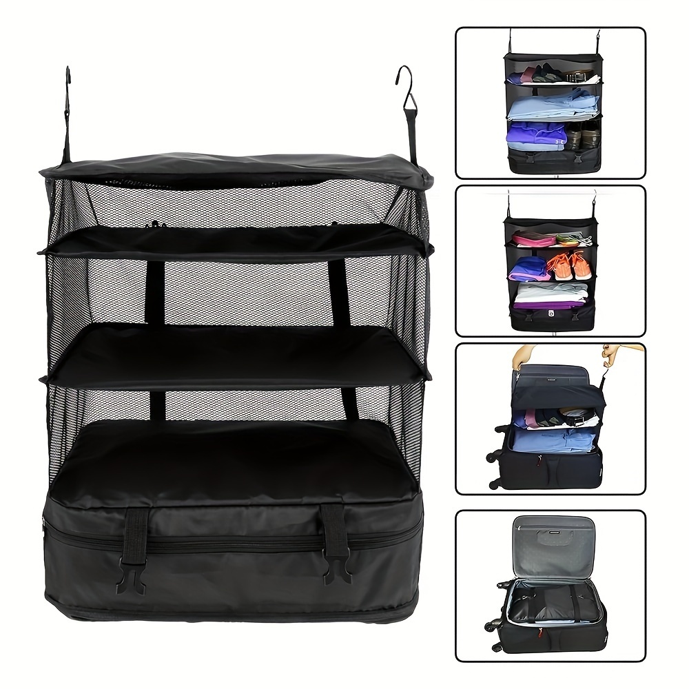 Travel Luggage Organizer Wardrobe Holder Foldable Ziploc Bags Portable  Travel Shelves Bag Hanging Organizers Mesh Storage System