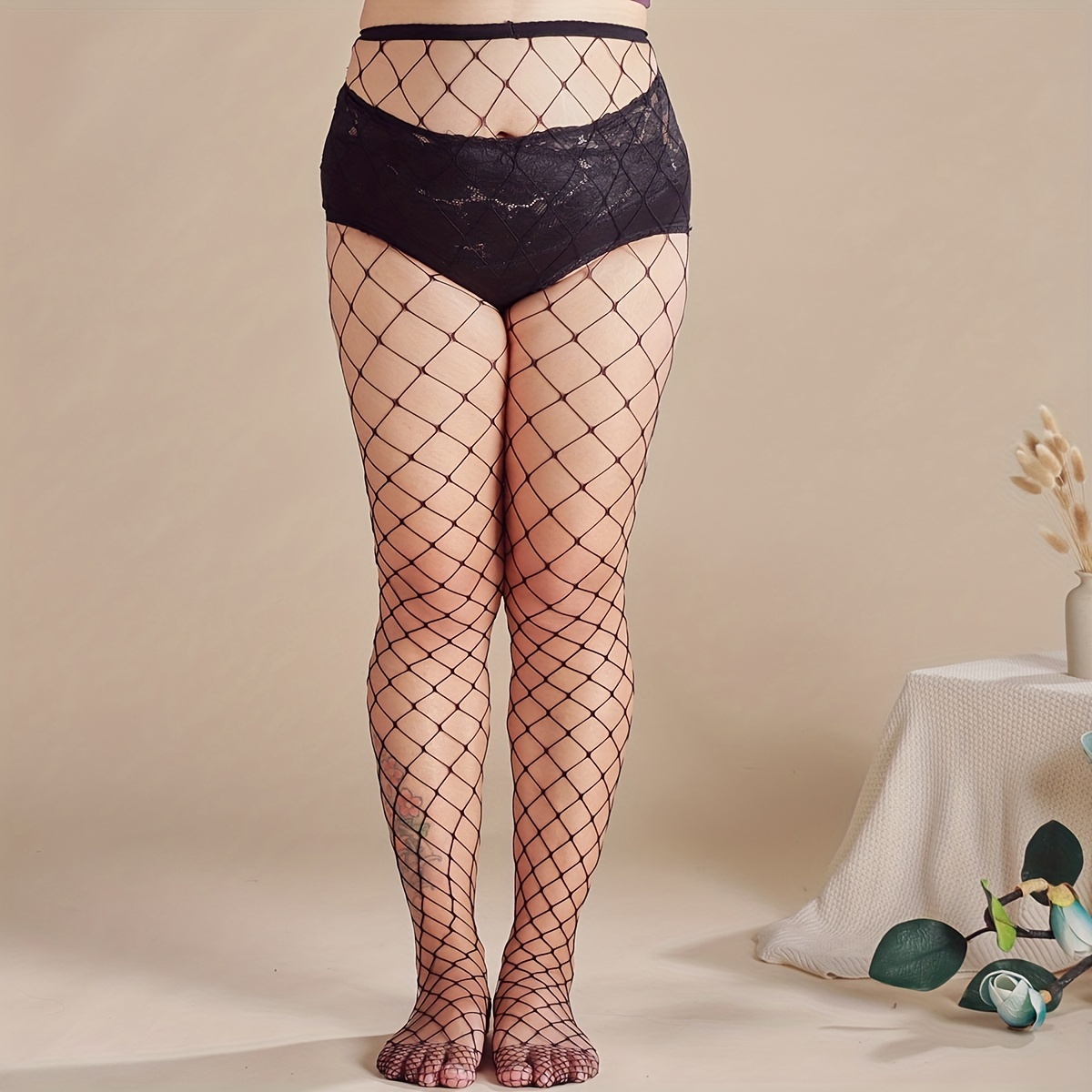 Plus Size Casual Stockings 0xl 2xl Women's Plus Large Net - Temu Canada