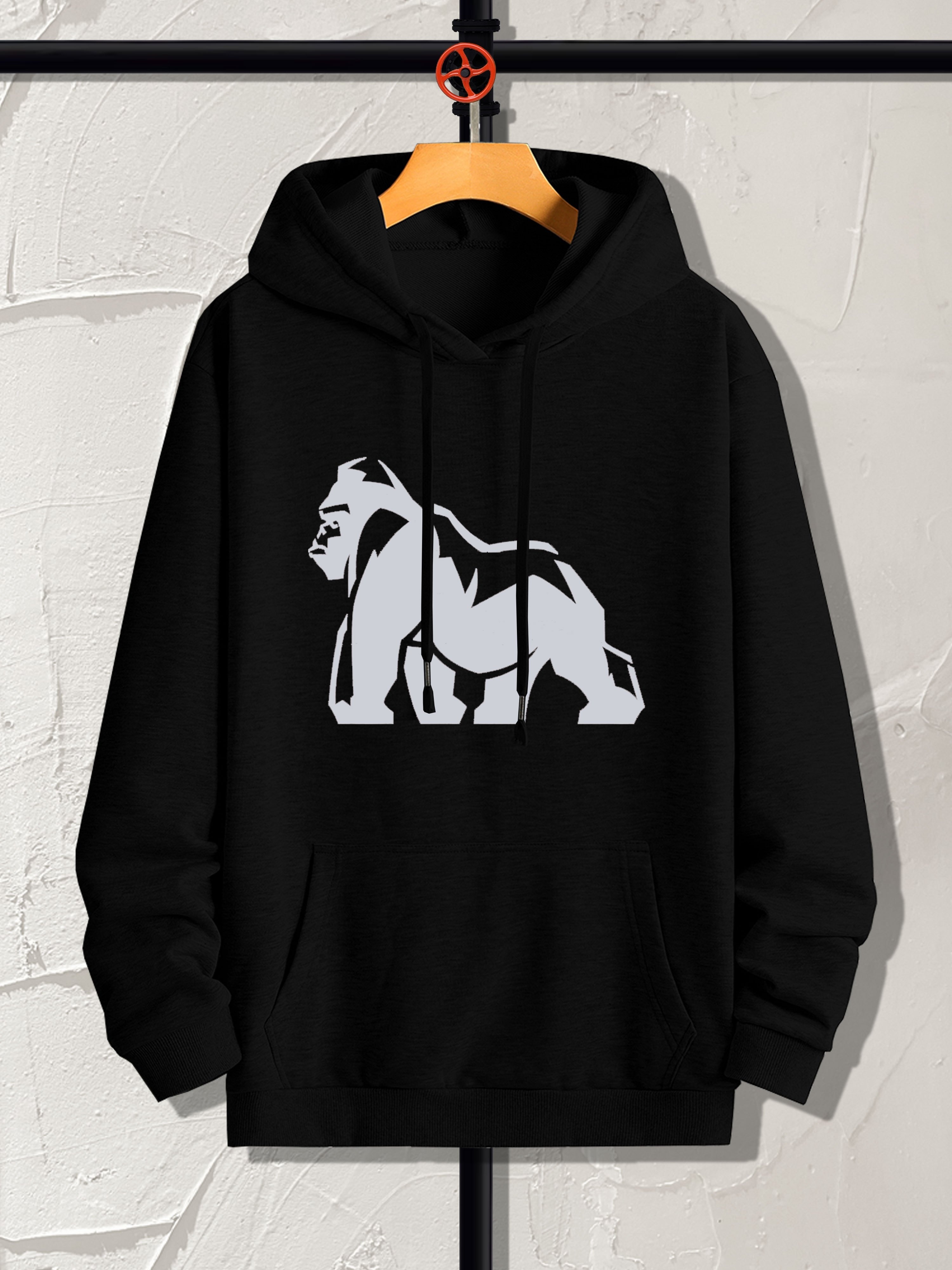 Gorilla Print Varsity Zip Hoodie - Apparel for Men - Gorilla Gifts - Black  Gray Heather, S at  Men's Clothing store