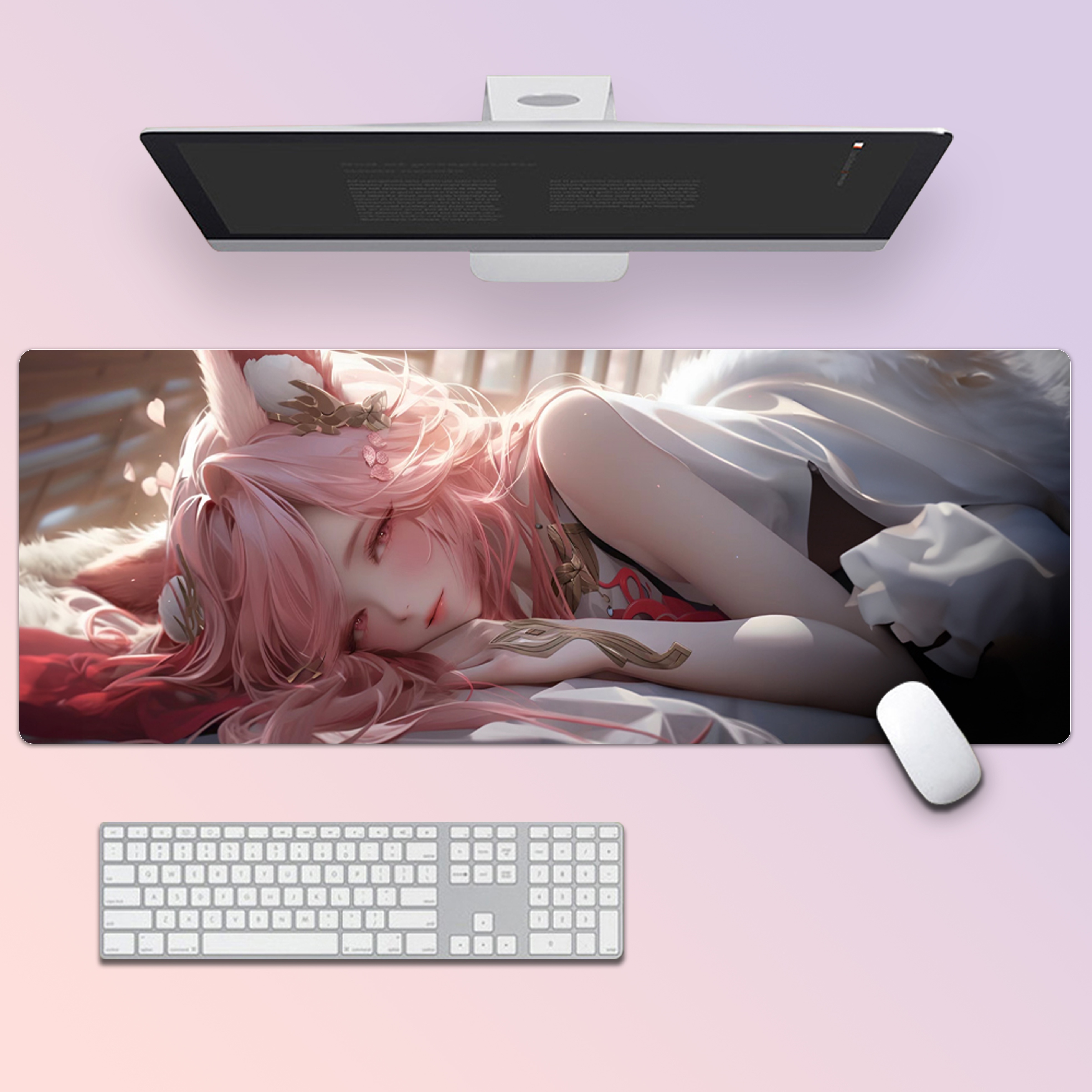 Kuromi Cartoon Mouse Pad Cute Anime Rubber Desk Accessories Long Non-slip  Unique