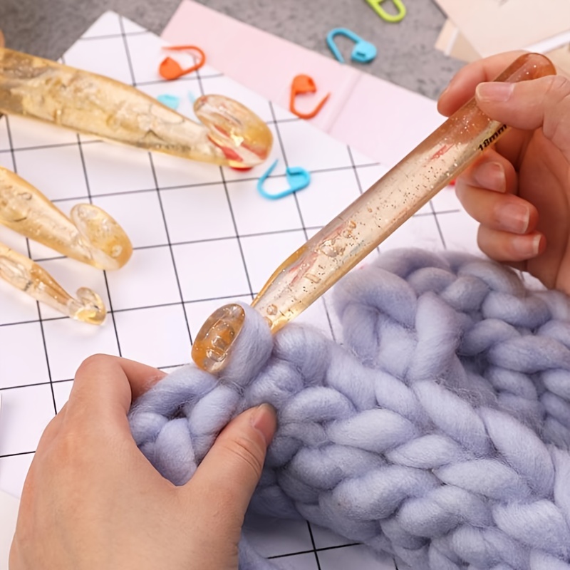 BetyBedy 22pcs Mixed Aluminum Handle Crochet Hooks, Ergonomic Knitting Needles, Weave Yarn Set, 0.6~6.5mm