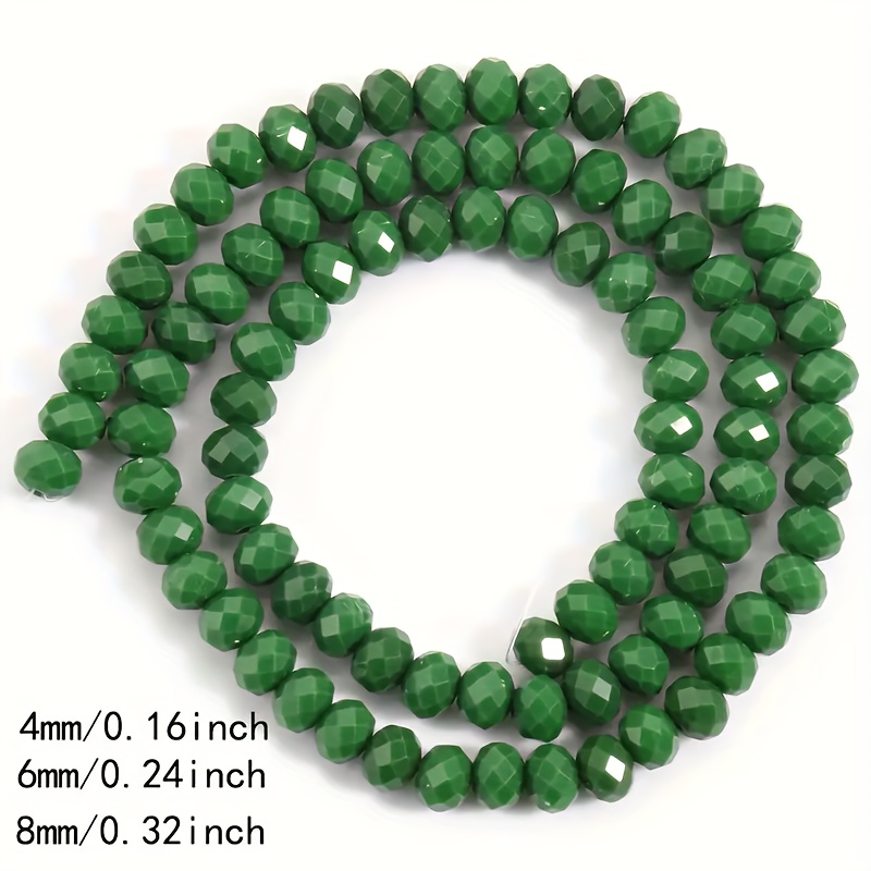 4/6/8mm, Green Imitation Crystal Beads, Faceted Rondelle Loose Spacer  Beads, For DIY Jewelry Making Bracelet Necklace Earrings Jewelry Accessories