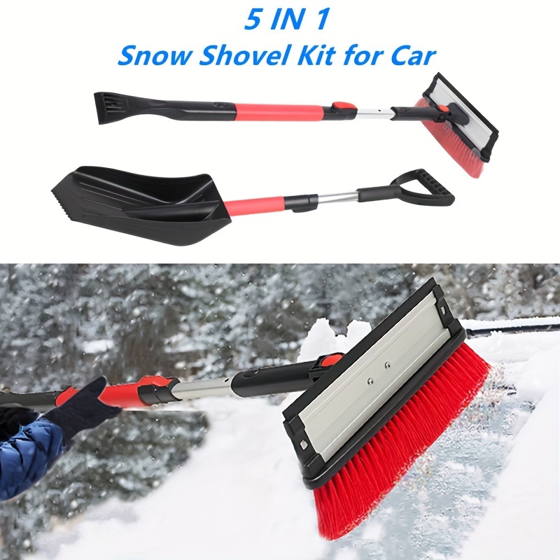 3in1 Auto Reinigungsbürste, Eiskratzer & Schneebürste, Ausziehbare  Schneeräumbürste,Abnehmbarer Eisschaber,mit Schaumstoffgriff und mit 360 °  Grad