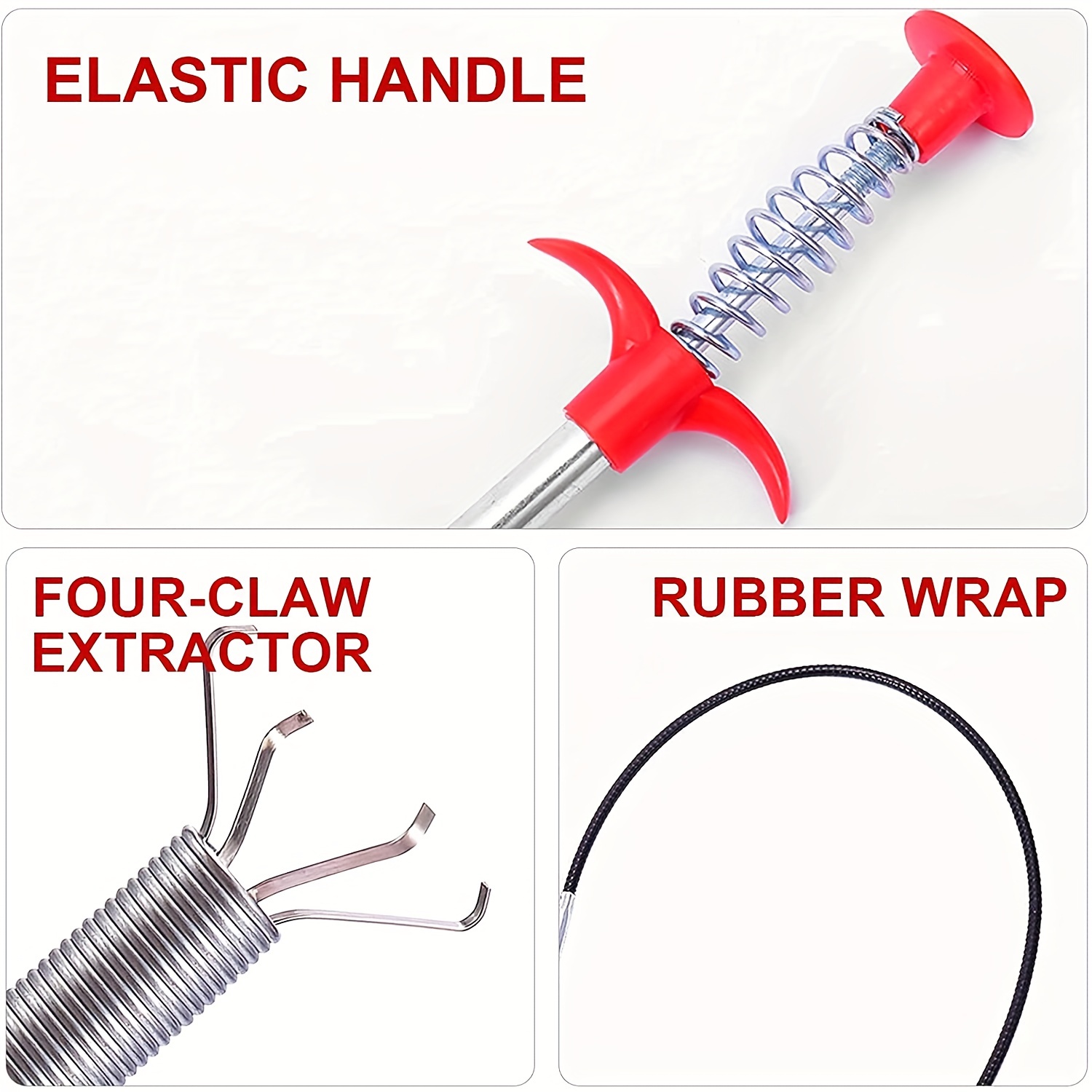 Flexible Sewer Dredger Sink Drain Cleaner Sticks With Four Claw Gripper  Household Hair Drain Clog Remover