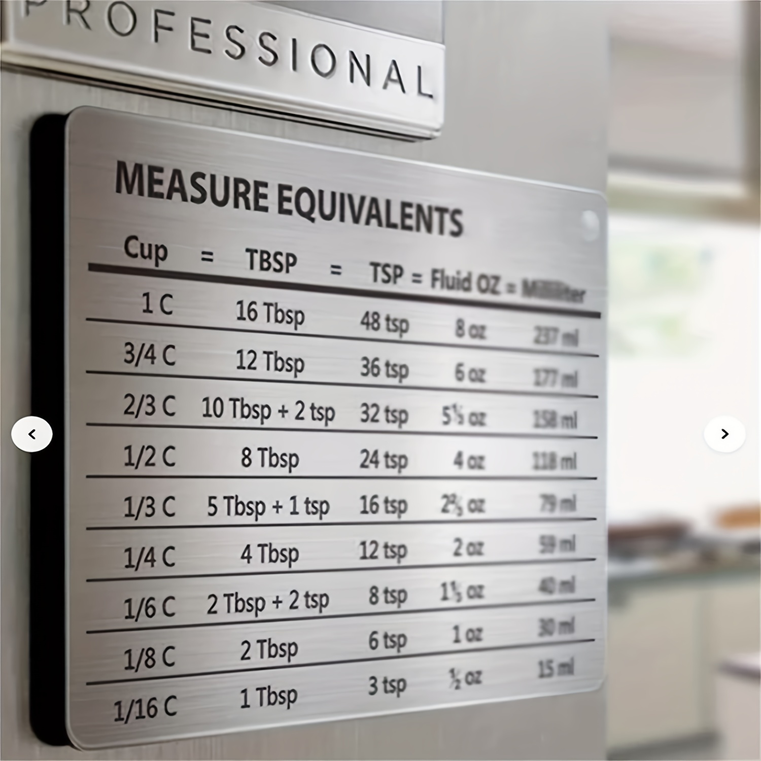 Kitchen Measurement Conversion Chart Magnet