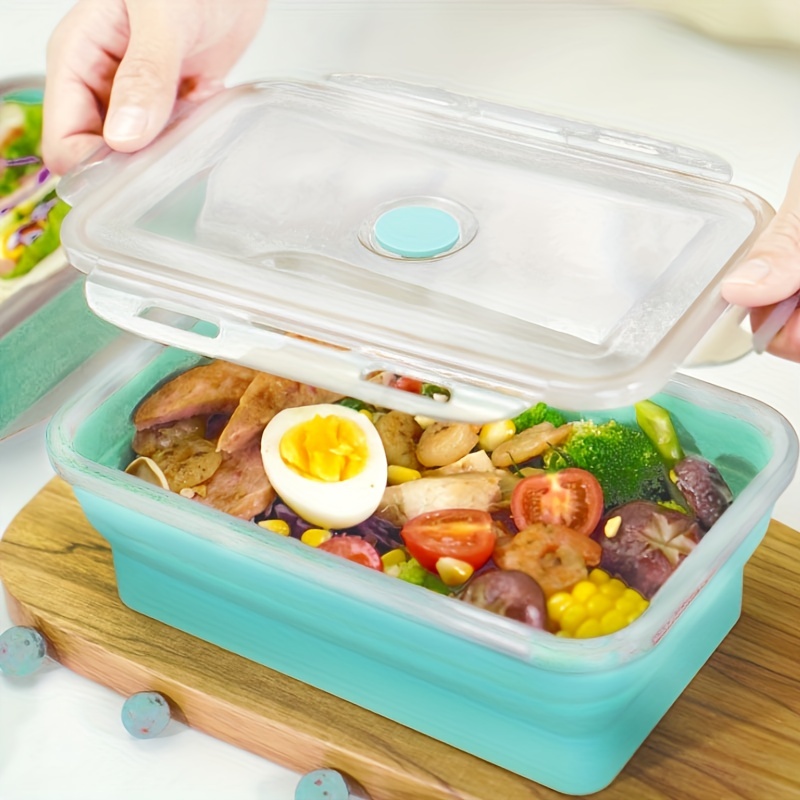 Silicone Collapsible Lunch Box Food Storage Container Fashion Colorful  Microwavable Portable Picnic Camping Rectangle Outdoor Box - Temu
