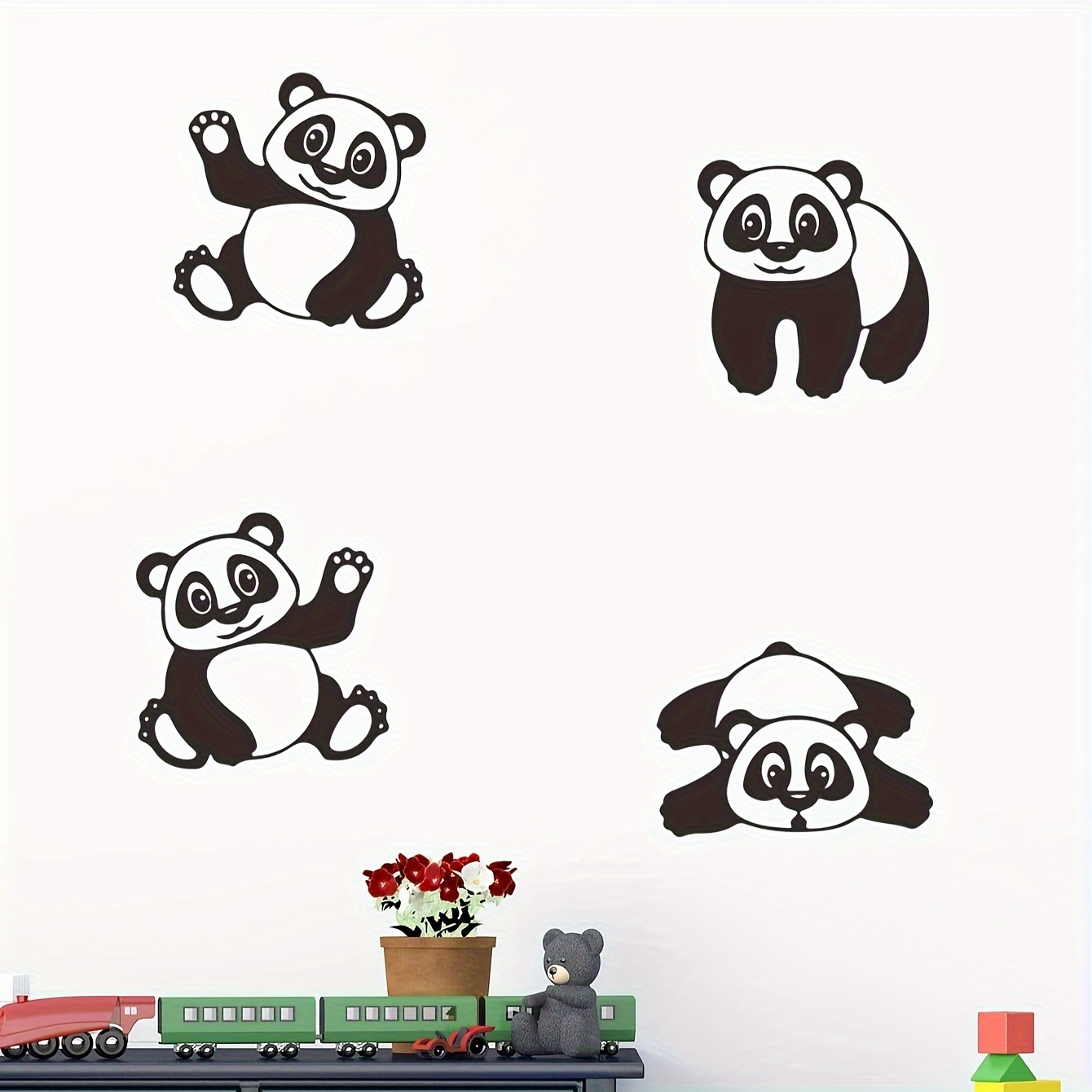 1pc Cartoon Panda Pattern Wall Sticker Vinyl, Self Adhesive Removable Wall  Decal, Cute Wall Stickers Decal Wallpaper For Kids Home Living Room Bedroom