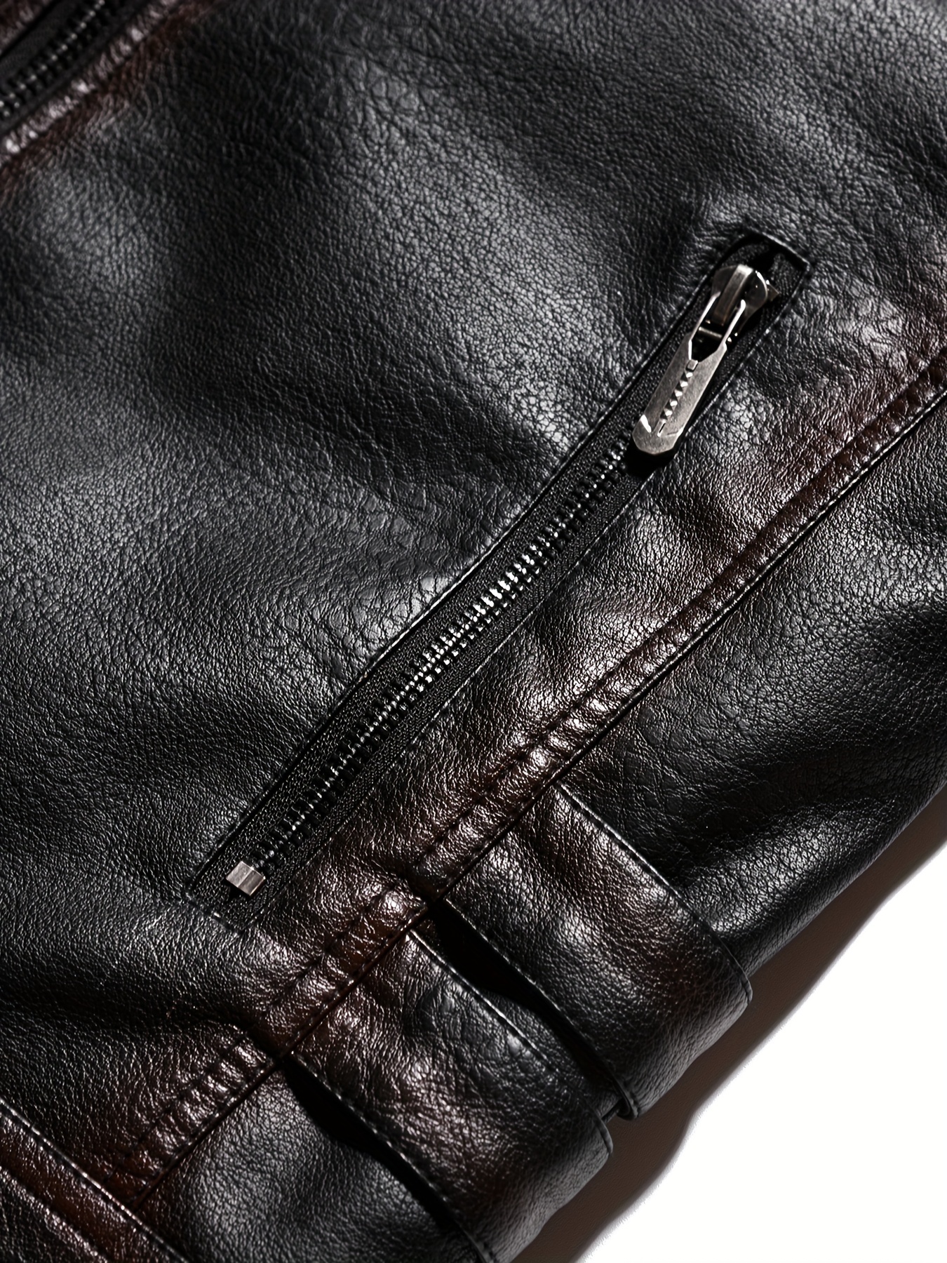 mens autumn winter jacket with sheepskin lining vintage style zipper closure pockets casual motorcycle gear long sleeve casual wear jacket vintage style jacket zippered jacket black 4