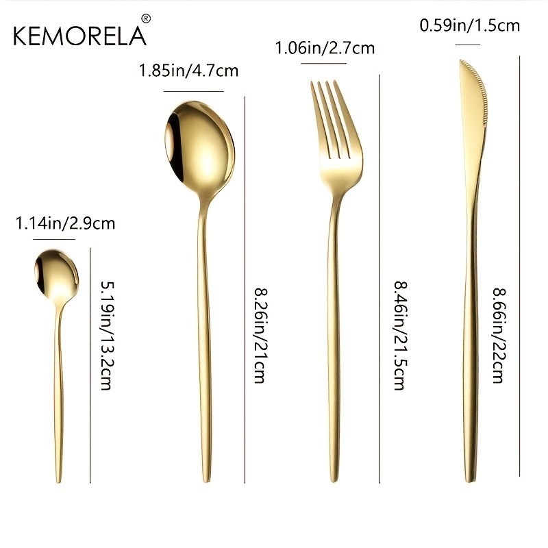 Gold Plated Cutlery Set 24pcs Luxury Dinner Sets Stainless Steel
