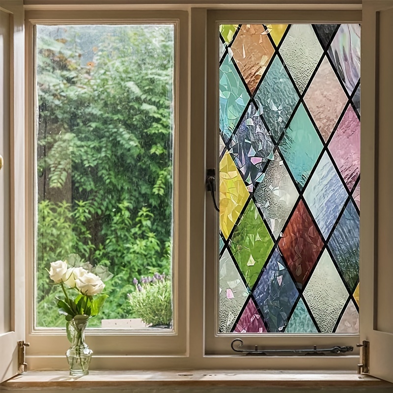 Adesivi decorativi elettrostatici, trompe l'oeil, vetro colorato pastello  dell'umore, collegabile, 150 cm x 67,5 cm