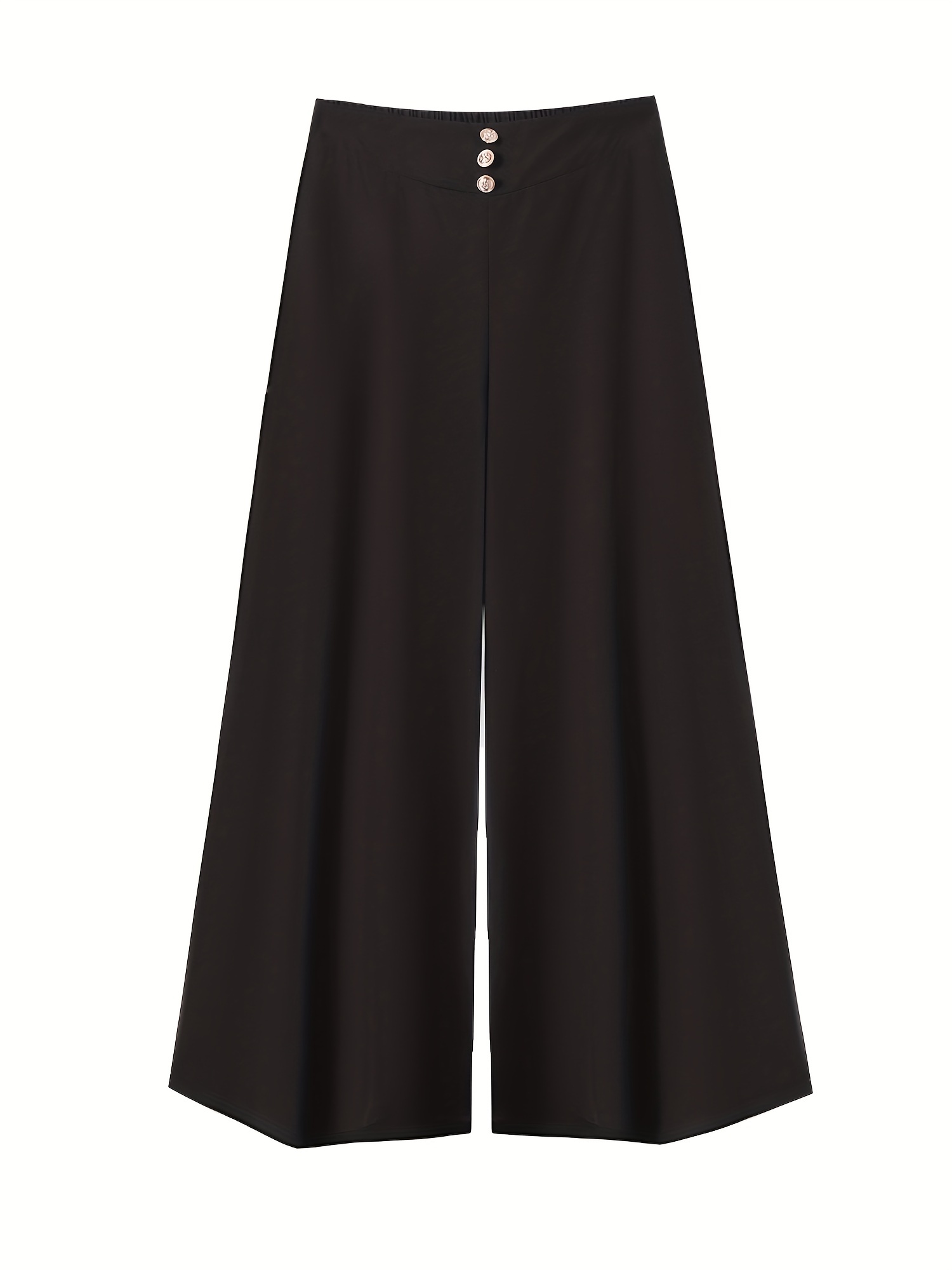 Plus Size Casual Pants Women's Plus Plain Button Decor Roll - Temu