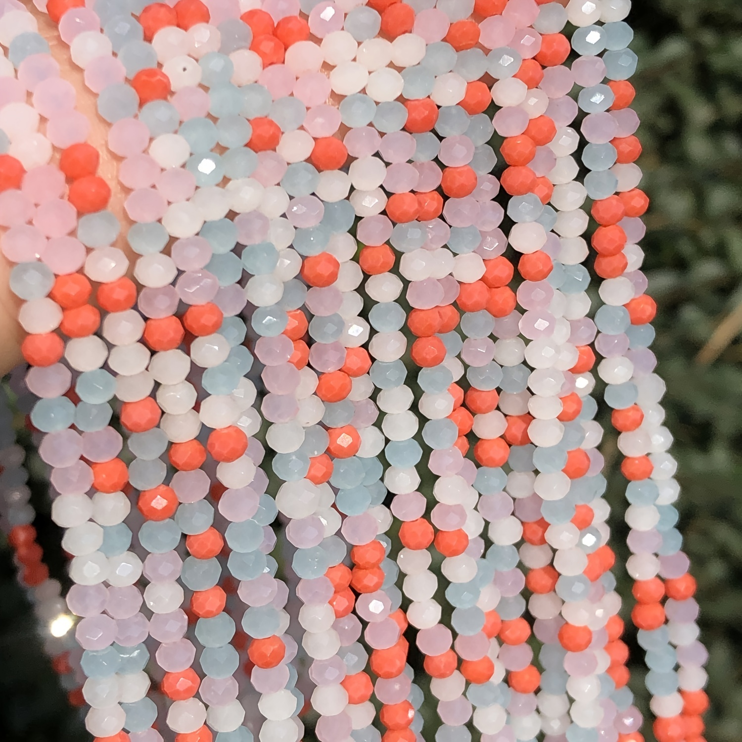 Lot De 120 Perles Vintage En Verre - Forme Rectangle, Blanc Et Orange, Origine Inde