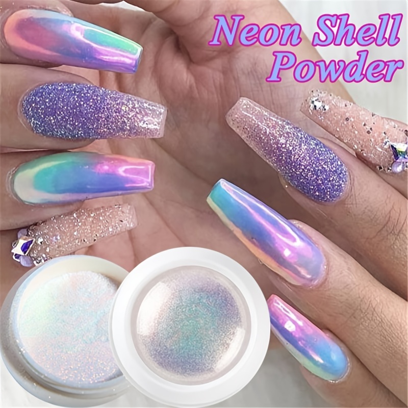 evpct 2 Pcs Neon Nail Powder,Chrome Nail Powders Metallic Nail Art Po
