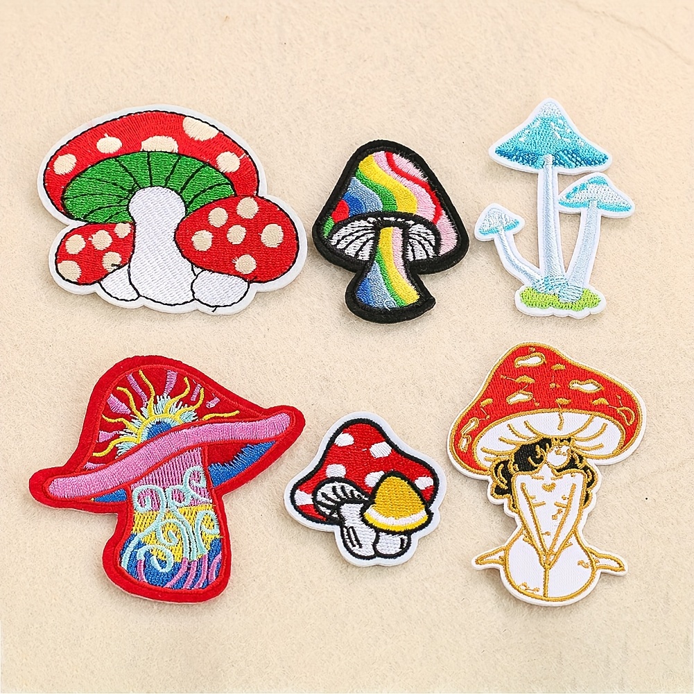 Mushroom Embroidery Patch Colorful Scenic Mushroom Fungi