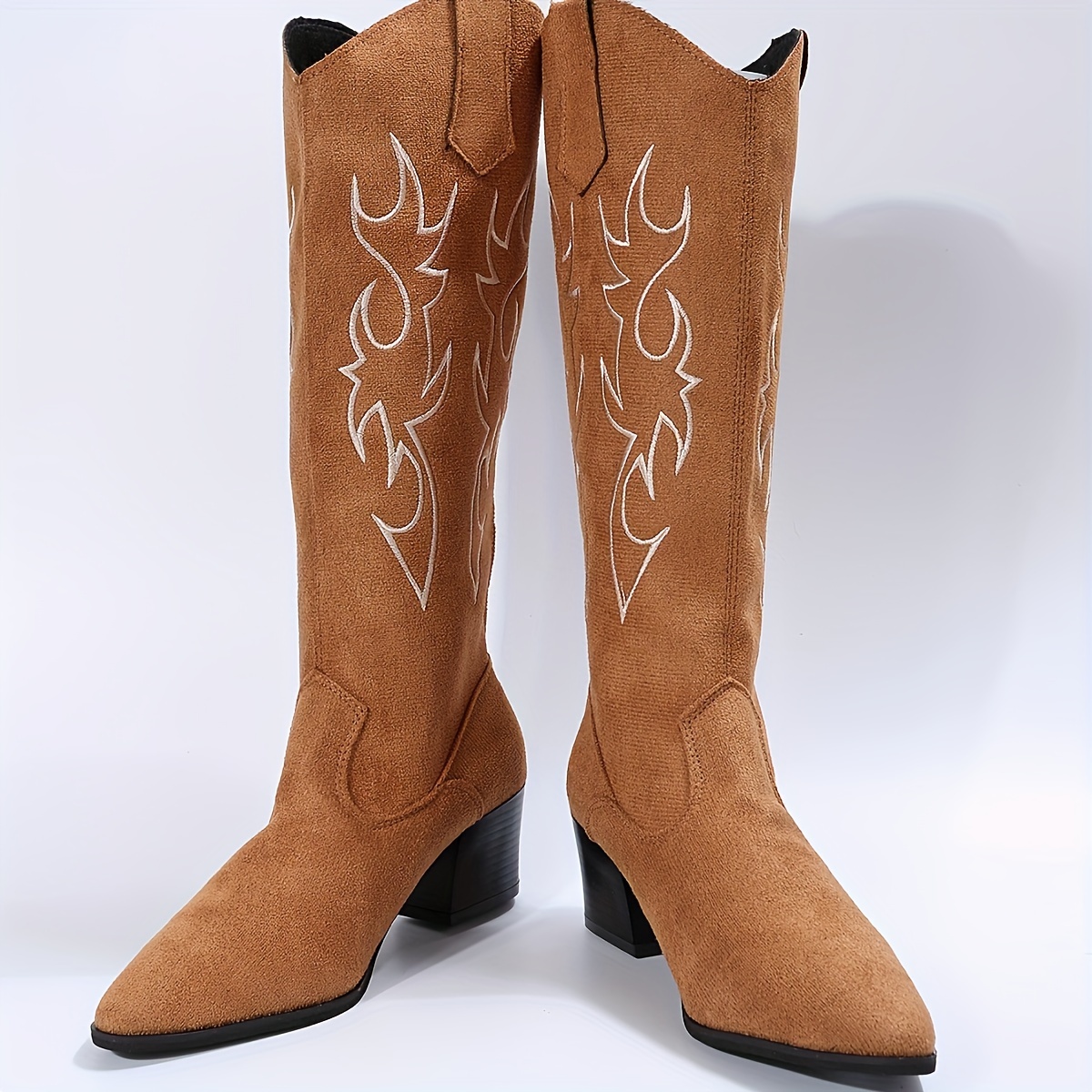 Mid-Calf Boots in Brown Split Leather