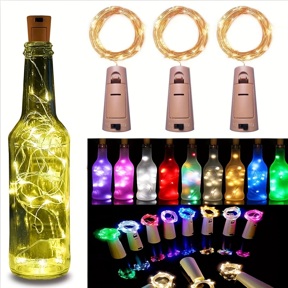 Wine Bottle Cork Led Light Bottle Lights Battery Cork Party - Temu