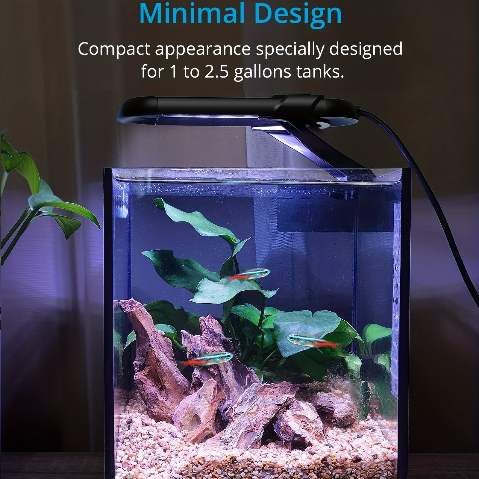 RGB White Clip On Aquarium Light, LED Fish Tank Light, 14 Lighting Modes 5  Brightness Adjustment, For Framed Or Frameless 6 - 8'' Tank Aquariums Up To