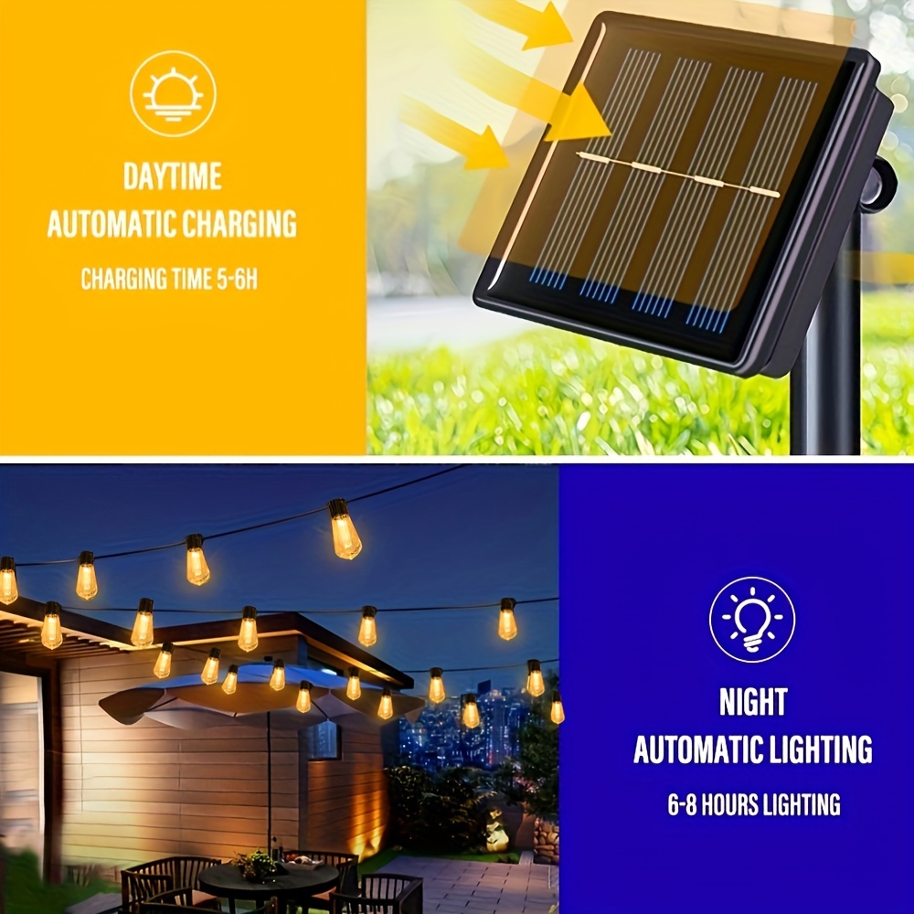 Solar powered retro bulb deals string lights